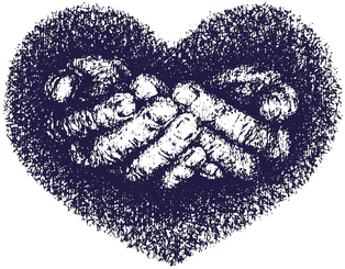 AFBEELDING - Relatietherapie: hart met daarin twee handen.